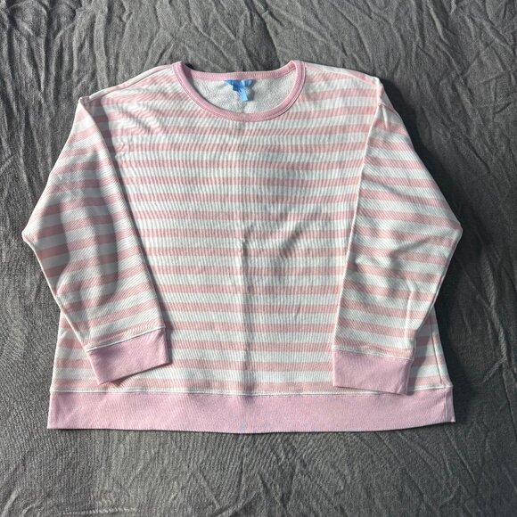 Pink and White Striped Cotton Sweatshirt - Picture 3 of 9